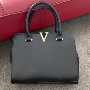 Crossi New York Black Handbag with Gold Accent